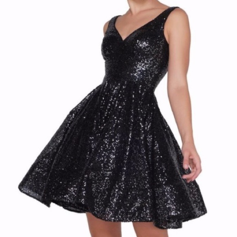 Elegant Black Sequin Dress with Silver Embellishment